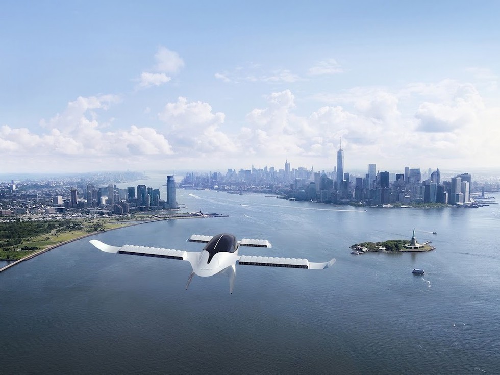 Lilium Jet 7-Seater über New York (computergeneriertes Bild)